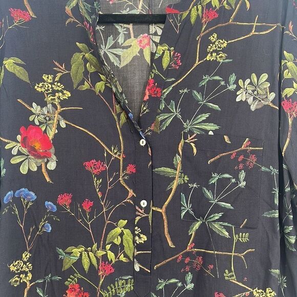 ZARA Woman Multicolored Floral Roll Sleeve Loose Fit - Picture 3 of 9